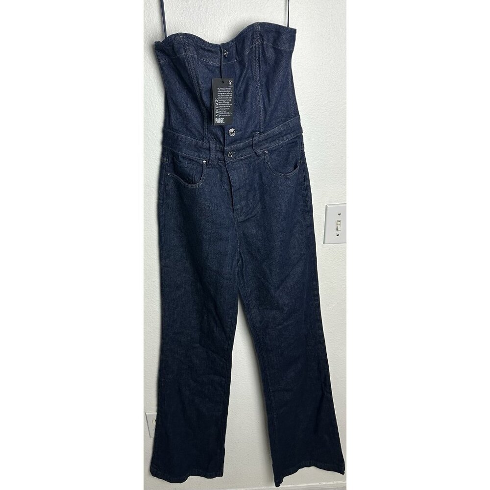 Paige Sansa Denim Strapless Jumpsuit Sz 2 NEW Retails $329 - Picture 5 of 16
